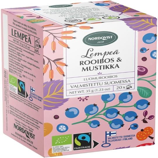Nordqvist Lempe Rooibos & Blueberry Organic & Fair Trade Tea 10 Packs of 35g 12oz SPSP pack (SOPOSOPO)