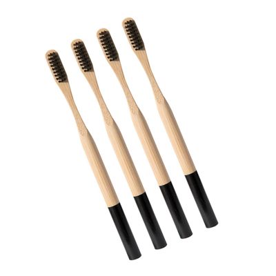 ORFOFE 4pcs Biodegradable Bamboo Toothbrush for Travel Adults Extra Soft Bristles Portable Toothbrushes