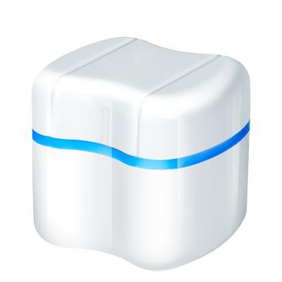 Denture Container Case | Leak Proof Denture Cleaner Case for Travel | Portable Bath Case for Retainers, Night Guards, and Nipples | Cleaning Box for -the-Go Oral Care