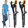 Geiserailie 2 Pcs Forearm Crutches for Adults, Folding Forearm Crutches Lightweight and Adjustable with Rubber Grips for Comfortable Grip, Aluminum Cane with Cuffs for Walking, Black view 1