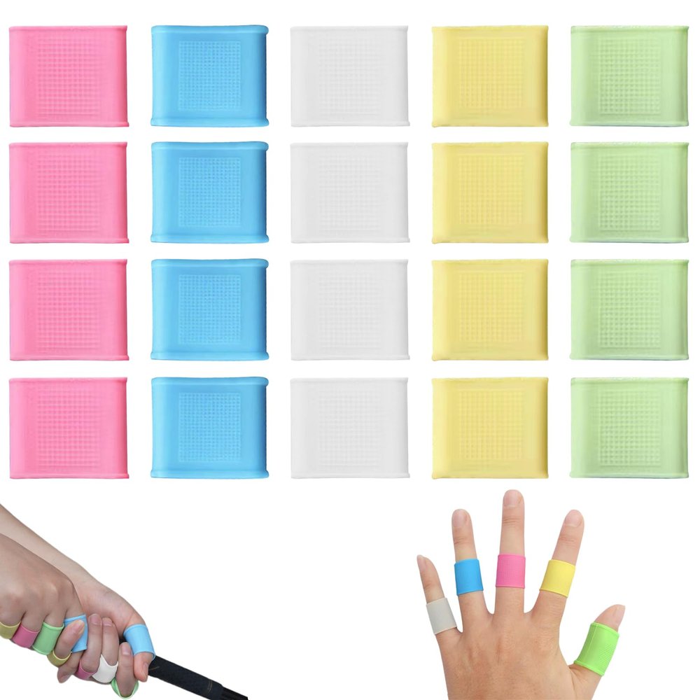 20Pcs Silicone Finger Sleeves - Comfortable Fit Finger Gloves for Sports, Work, Gardening - Anti-Slip Finger Cots - Thumb Brace for Trigger Finger Arthritis (Large for Men)