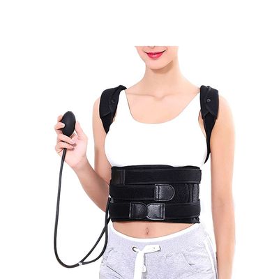 SDVantage Inflatable Back Posture Corrector and Inflatable Waist Support Brace Improve Bad Posture Relief for StudentsBlack-M for Weight 50
