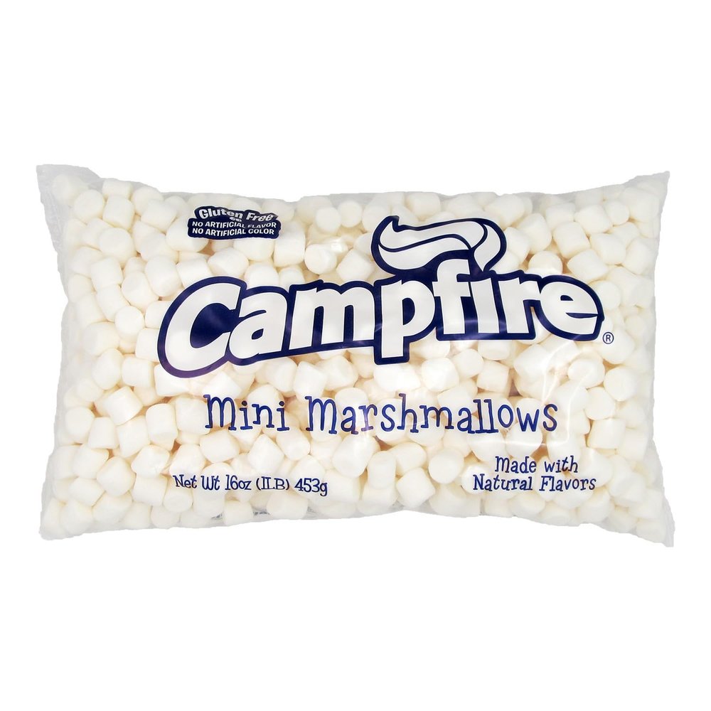 Campfire Miniature White Marshmallows | 1 Count | 1 lb Package | No Artificial Flavors or Colors | Fat Free, Gluten Free, Cholesterol Free | Perfect for Snacking