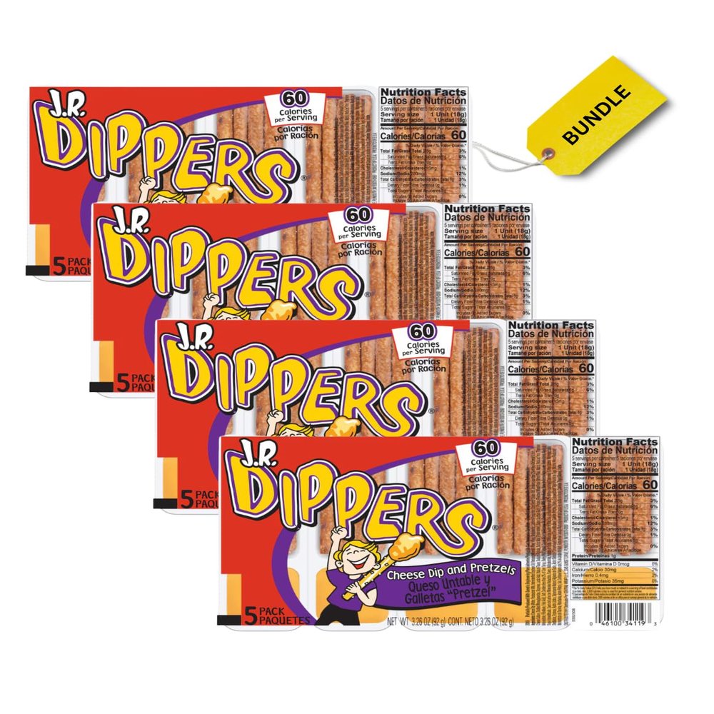 J.R. Dippers Cheese Dip & Breadsticks; Pretzel Sticks 4 Pack; 20 Count (J.R. Dippers Pretzel Sticks)