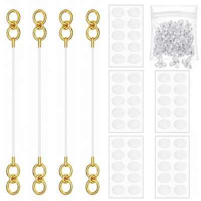 Super Softener Gold Plated Transparent, Stretchable, Adjustable, Lightweighted Ear Chain For Heavy Earrings Comfortable Ear Support For Women & Girls (2 Pair) With Invisible Ear Lobe Support