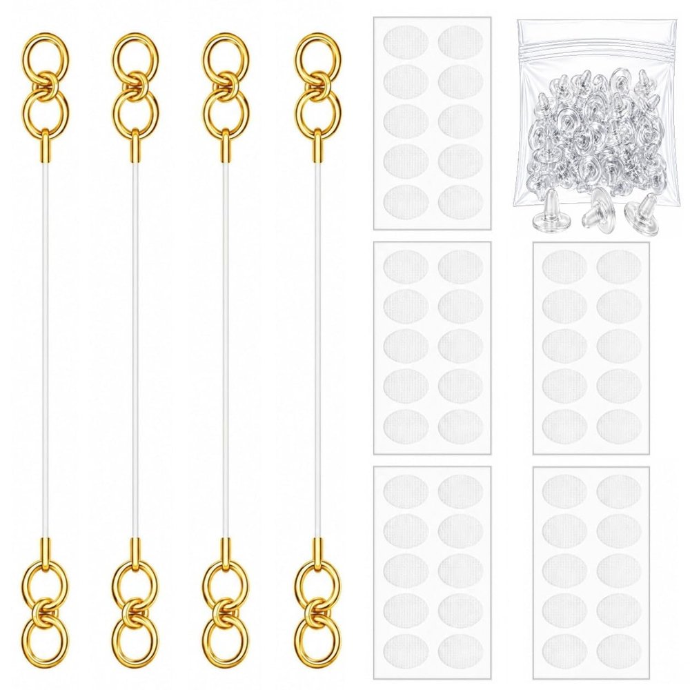 Super Softener Gold Plated Transparent, Stretchable, Adjustable, Lightweighted Ear Chain For Heavy Earrings Comfortable Ear Support For Women & Girls (2 Pair) With Invisible Ear Lobe Support