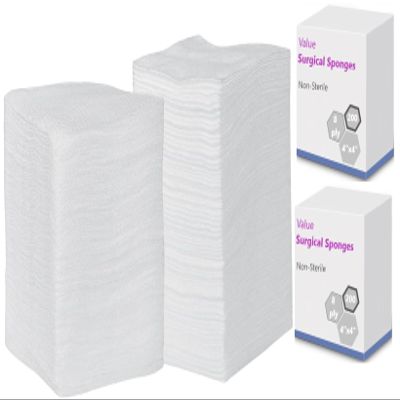 2/Pack Syrgical Gauze Sponges 8-Ply 4" x 4" Non-Sterile 400/Pcs Cotton Sponges Non-Woven, Nonstick, Hightly Absorbent, Value Pack