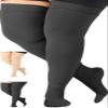 ABSOLUTE SUPPORT Plus Size Thigh Hi Compression Stockings for Men & Women 20-30mmHg, Opaque Over Knee Compression Socks with Wide Calf for Postpartum, Achilles Tendon, Embolism, DVT, Black, 3X-Large view 1