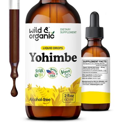 Wild & Organic Yohimbe Supplements for Men & Women - 5 mg Yohimbine - 2 oz