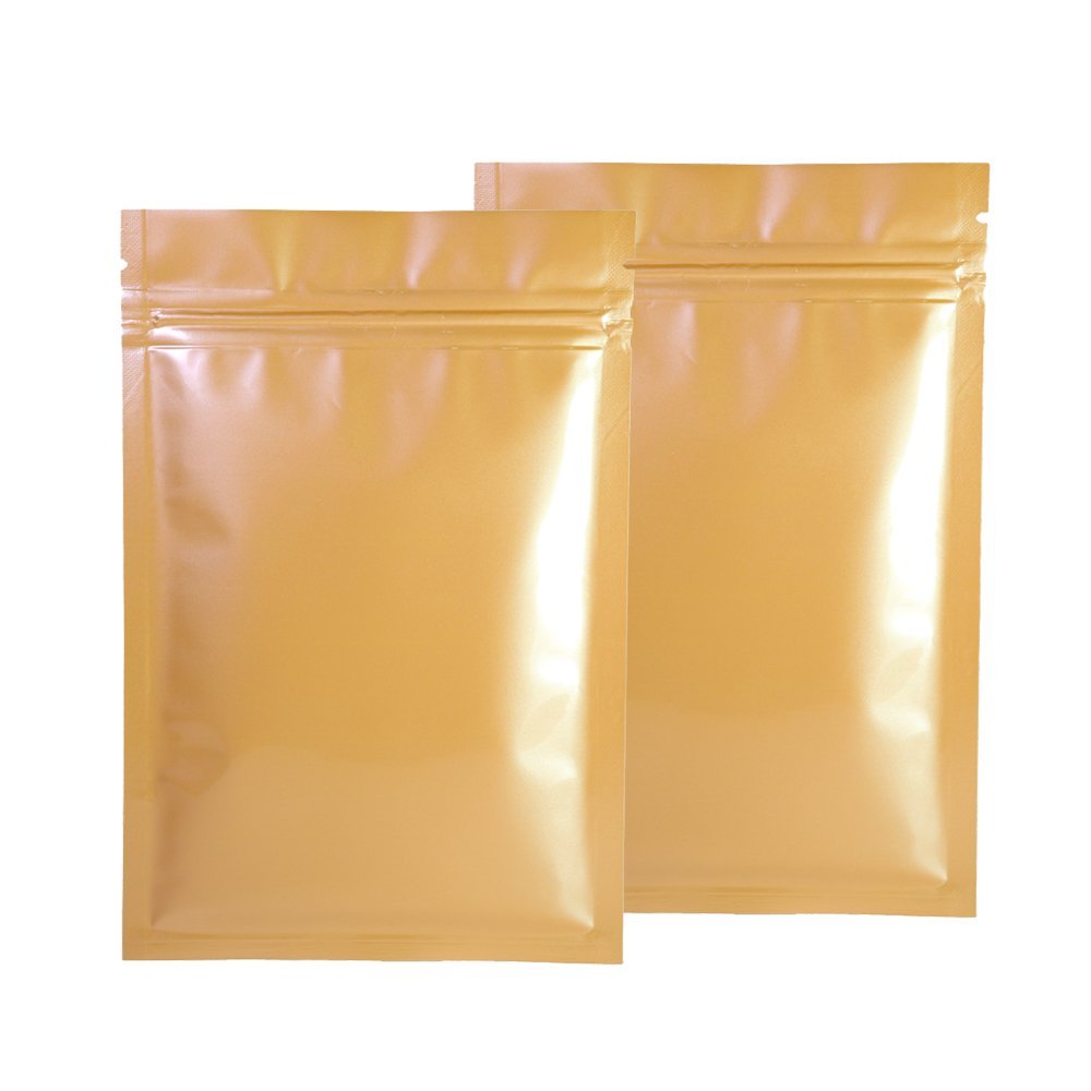 100 Double-Sided Glossy Orange Flat Foil Zip Top Sample Food Safe Packaging Powdered Storage Bags (0.5oz, Glossy Orange)