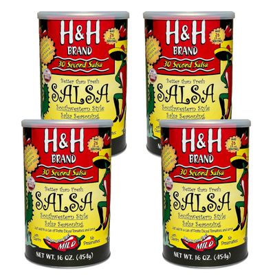 30 Second Salsa Mix Seasoning - Mild (4-Ea. 16-oz Cans, 64-oz Total, Makes 104-Batches of Salsa, 0.97-Each. Southwestern Style)