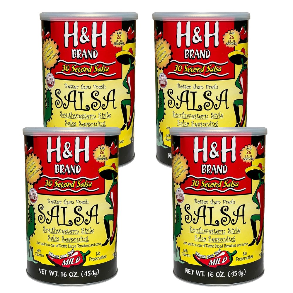 30 Second Salsa Mix Seasoning - Mild (4-Ea. 16-oz Cans, 64-oz Total, Makes 104-Batches of Salsa, 0.97-Each. Southwestern Style)