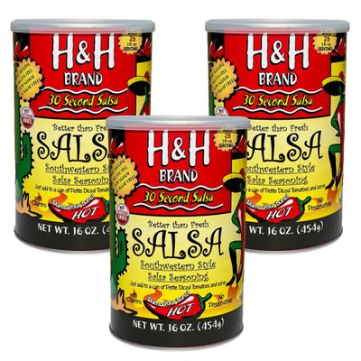 30 Second Salsa Mix Seasoning - Hot (3-Ea. 16-oz Cans, 48-oz Total, Makes 78-Batches of Salsa, 1.00-Each. Southwestern Style)