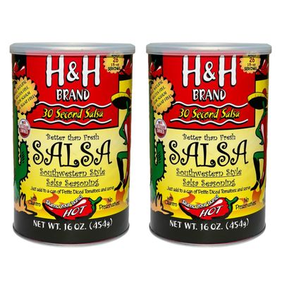 30 Second Salsa Mix Seasoning - Hot (2-Ea. 16-oz Cans, 32-oz Total, Makes 52-Batches of Salsa, 1.06-Each. Southwestern Style)