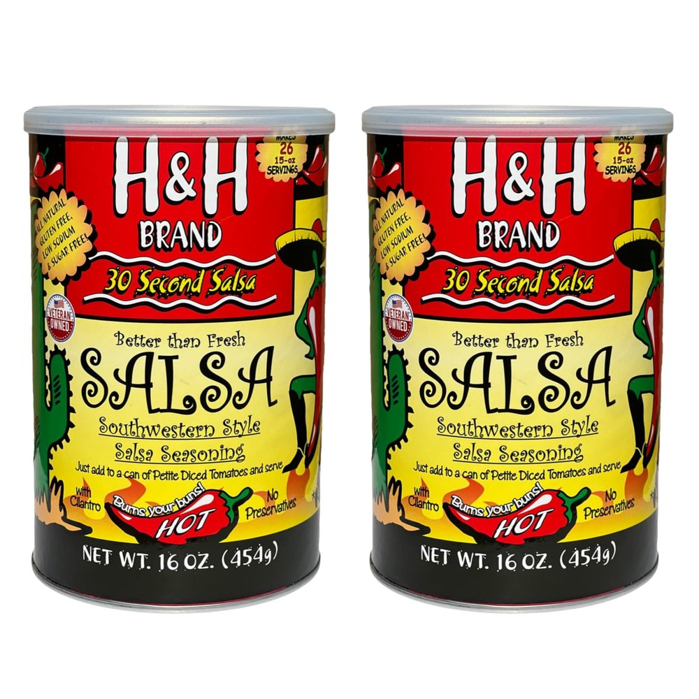 30 Second Salsa Mix Seasoning - Hot (2-Ea. 16-oz Cans, 32-oz Total, Makes 52-Batches of Salsa, 1.06-Each. Southwestern Style)