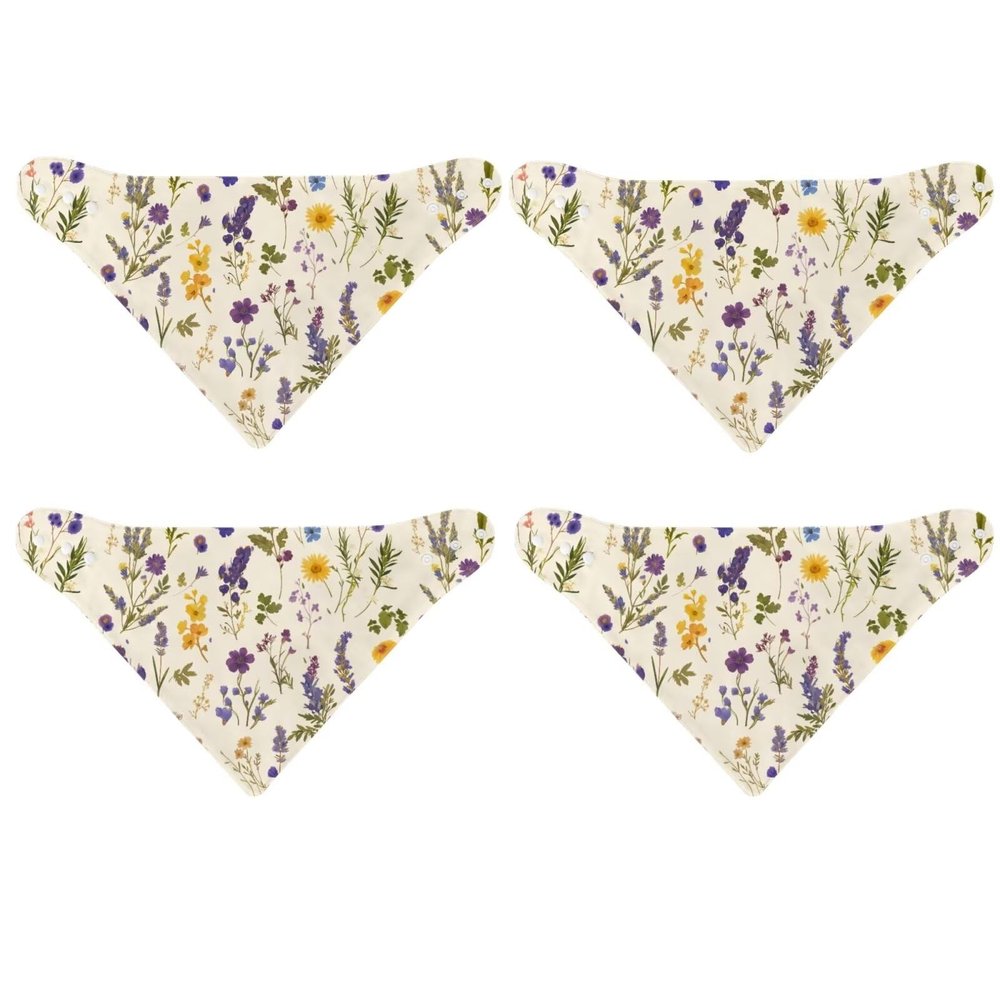 Qehuruxo Purple Floral 4 Pack Adult Bibs for Eating Reusable Drool Bib Waterproof Dining Clothing Protector Geriatric Supplies Easy Clean Large Bib for Elderly Dining