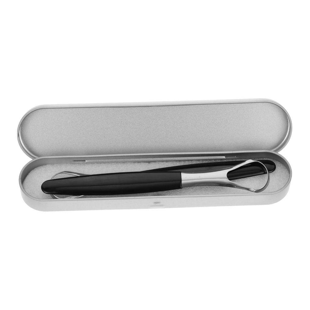 COOLHIYA 1 Set Stainless Steel Tongue Cleaners Oral Care Tongue Scraper for Bad Breath Household Includes Black Scrapers
