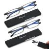 2 Pack Ultra thin Lightweight Folding Reading Glasses Women Men TR90 Blue Light Blocking Anti UV/Eyestrain Foldable Compact Computer Readers Portable Unique Stretchable Slim Flat case Gunmetal +3.0 view 1