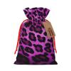 NONHAI Christmas Gift Bags Drawstring Wrapping Bags Purple Leopard Xmas Goodie Bags Christmas Burlap Treat Bags for Christmas Presents Holiday Party Supplies Favors Bag view 1
