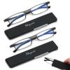2 Pack Ultra thin Lightweight Folding Reading Glasses Women Men TR90 Blue Light Blocking Anti UV/Eyestrain Foldable Compact Computer Readers Portable Unique Stretchable Slim Flat case Gunmetal, +1.5 view 1