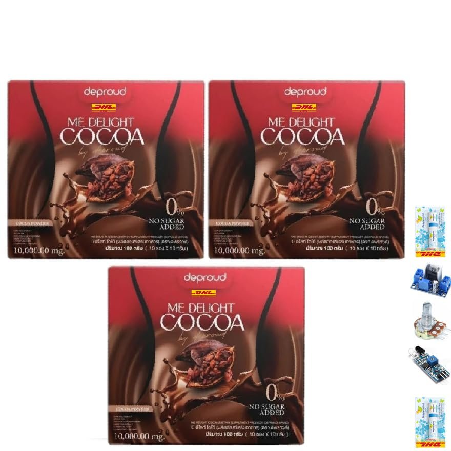Delicious Intense Much Mellow Fruit Snack Deproud MeDelight Cocoa 10 Sachets/Box (10 Grams x 10 Sachets) (of 3) By Thaigiftshop [Get Free Tomato Facial Mask]