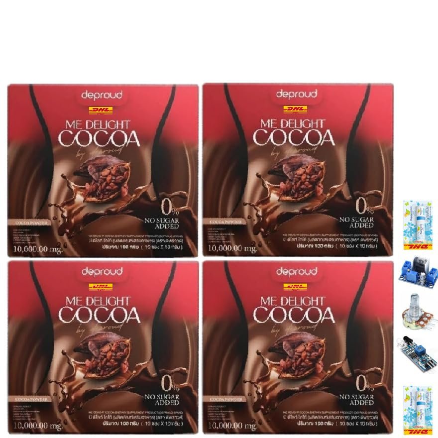 Deproud MeDelight Cocoa Delicious Intense Much Mellow Fruit Snack 10 Sachets/Box (10 Grams x 10 Sachets) (of 4) By Thaigiftshop [Get Free Tomato Facial Mask]