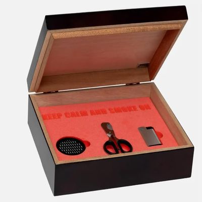 20 ct Humidor Gift Set w/Palio Torcia, Silver and Scissors/Cutter, Stainless Steel