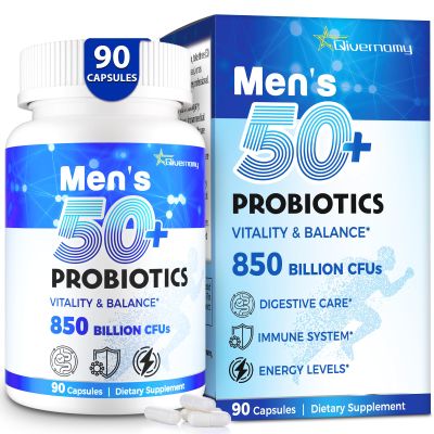 Probiotics for Men, Advanced 50+ Mens Probiotic, Comprehensive Gut & Energy Support with 850 Billion CFU, 1800mg Prebiotics Fiber  Tailored Wellness mens probiotics for gut health over 50, 90 Capsule