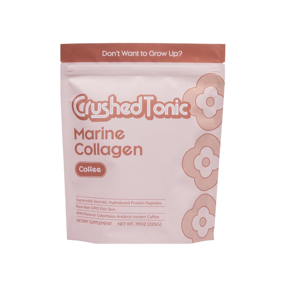 Marine Collagen Powder Korean Beauty Drink with Hydrolyzed Collagen Peptides for Skin, Hair & Nails | Gluten-Free, Halal & Kosher (Pure Coffee Arabica Roast, 30 Servings (150 g), Pouch)