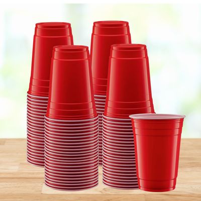 Red Party Cups 16 oz Disposable Plastic Cups Sturdy & Durable for Events, BBQs, and Parties (768, 16 oz)