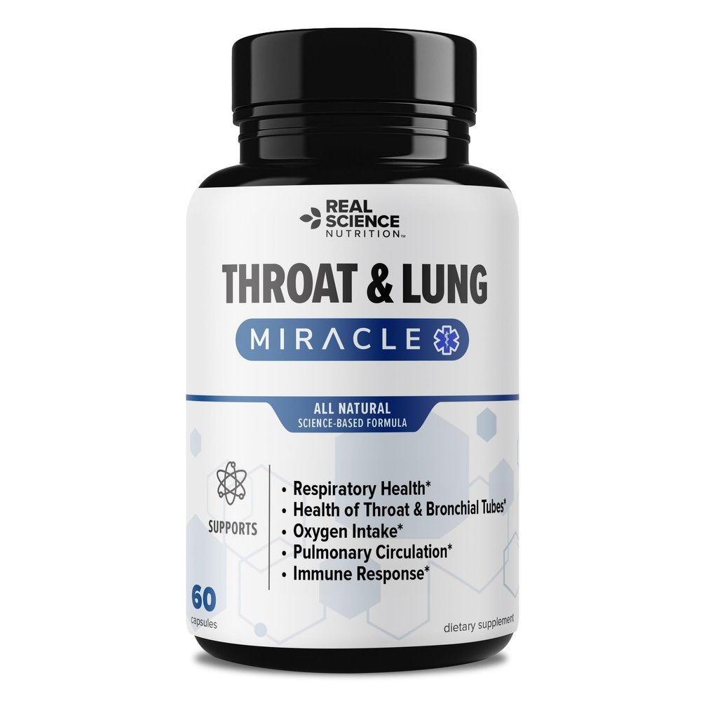Real Science Throat & Lung Detox Capsules to Clear Mucus, Sore Throat & Support Breathing Lung Support Supplement with Vinitrox, GABA, Vitamin C & D for Long-Term Cough & Respiratory Relief, 60 Caps