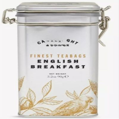 Catwrightt English Tea Tin Holiday Gifts Boss Coworkers Loved Ones (90g, English Breakfast Silver Tin)