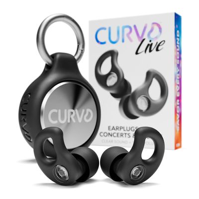 CURVD Live Stylish High-Fidelity Concert Earplugs, Festivals & Live Events 19 dB Noise Reduction, 5 Tip Sizes & Carry Case