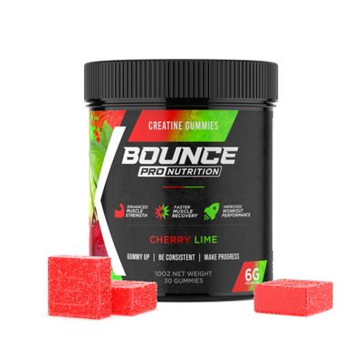 Bounce Pro Creatine Monohydrate Gummies for Men & Women, Low Calorie, 6G of Creatine per Serving, Vegan, Anti-Melting, Gluten-Free, Non-GMO, 2g of Creatine per Gummy (30ct, Cherry Lime)