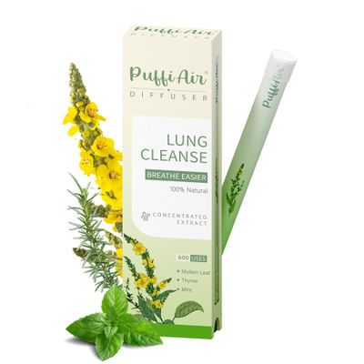 Herbal Diffuser Pen, Lung Cleanse Diffuser with Mullein, Thyme & Mint for Better Breathing, All Natural Swap - 600 Uses, 1 Diffuser, 1 Pack