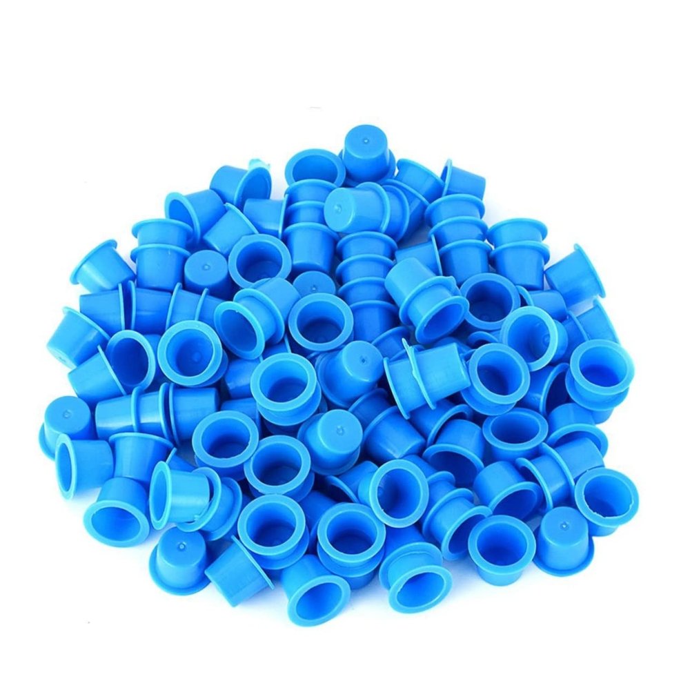Blue Plastic Disposable Ink Cups, 100pcs ABS Pigment Containers