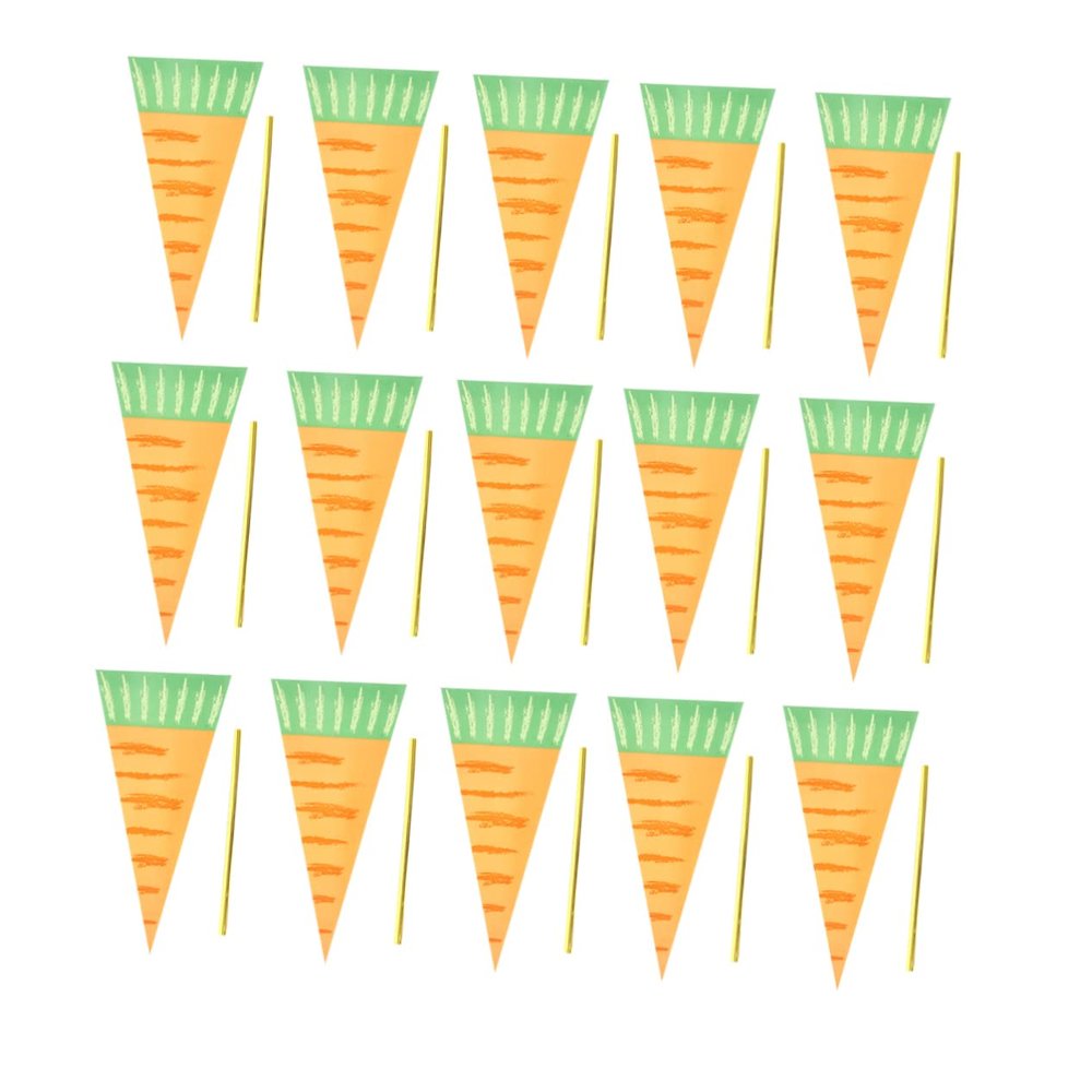 BCOATH 150pcs Carrot Cone Shaped Treat Bags Plastic Candy Bags for Parties for Homemade Cookies and Fun Food Packaging for Boys and Girls and Celebrations