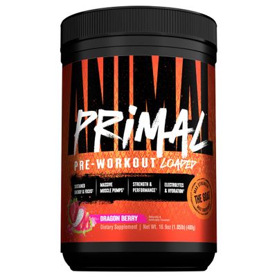 Animal Primal Muscle Hydration + Preworkout Powder  Contains Beta Alanine, 3DPump, Caffeine & Electrolytes  Improves Energy, Focus, Endurance & Absorption  New Dragon Berry Flavor, 16.9 oz