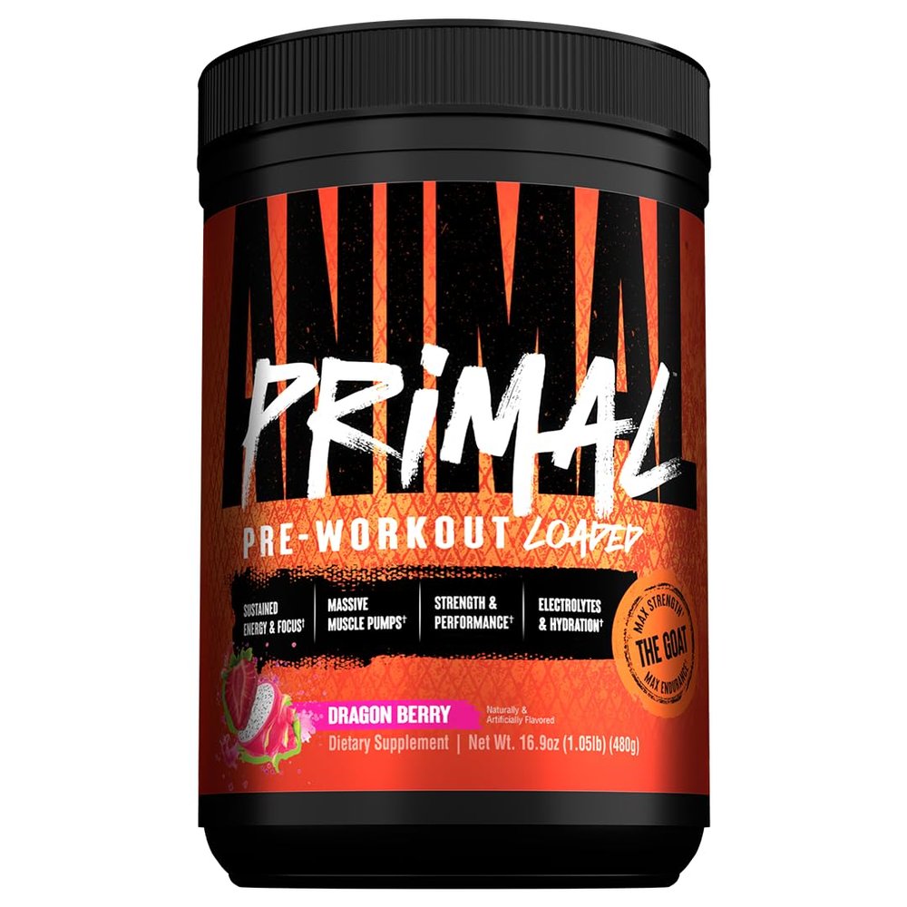 Animal Primal Muscle Hydration + Preworkout Powder Contains Beta Alanine, 3DPump, Caffeine & Electrolytes Improves Energy, Focus, Endurance & Absorption New Dragon Berry Flavor, 16.9 oz