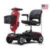 4 Wheel Mobility Scooter with Display, Foldable Electric Scooters for Seniors and Adults 400 lbs Max Weight, Lightweight and Portable, Rotating Seat, with LED Headlights and Basket (Red) view 1