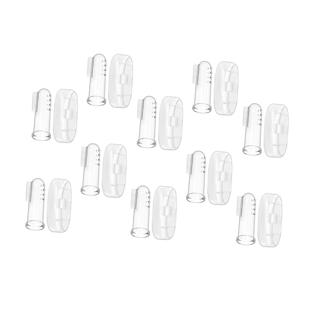 Gogogmee 10sets Silicone Finger Toothbrushes for Oral Care -Grade Teething Massagers with Storage Box Dual-Sided Design for Gums and Tongue Cleaning