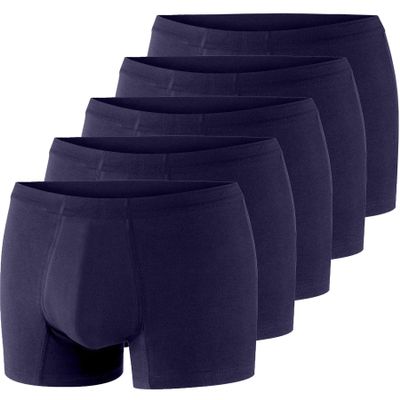 CIATLLLAIT Men's Reusable Cotton Boxer Briefs Washable Underwear for Light Urinary Incontinence, 5 Pack Navy