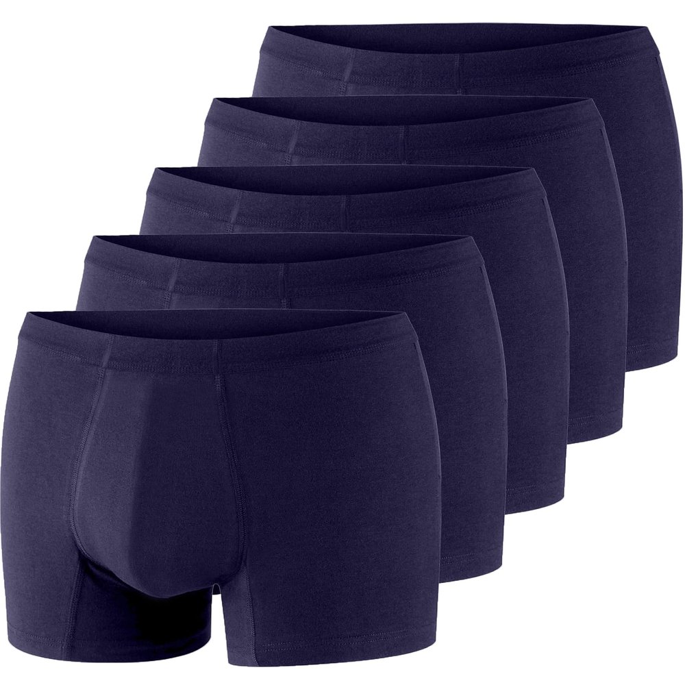 CIATLLLAIT Men's Reusable Cotton Boxer Briefs Washable Underwear for Light Urinary Incontinence, 5 Pack Navy