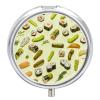 Pill Box with Mirror 3 Compartment Sushi Dill Pickles Pill Case for Purse Pocket Weekly Pill Organizer Travel Medicine Case Portable Pill Container Holder for Daily view 1