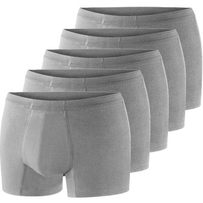 CIATLLLAIT Men's Reusable Cotton Boxer Briefs Washable Underwear for Light Urinary Incontinence, 5 Pack Gray