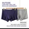 CIATLLLAIT Men's Reusable Cotton Boxer Briefs Washable Underwear for Light Urinary Incontinence, 5 Pack Gray view 4