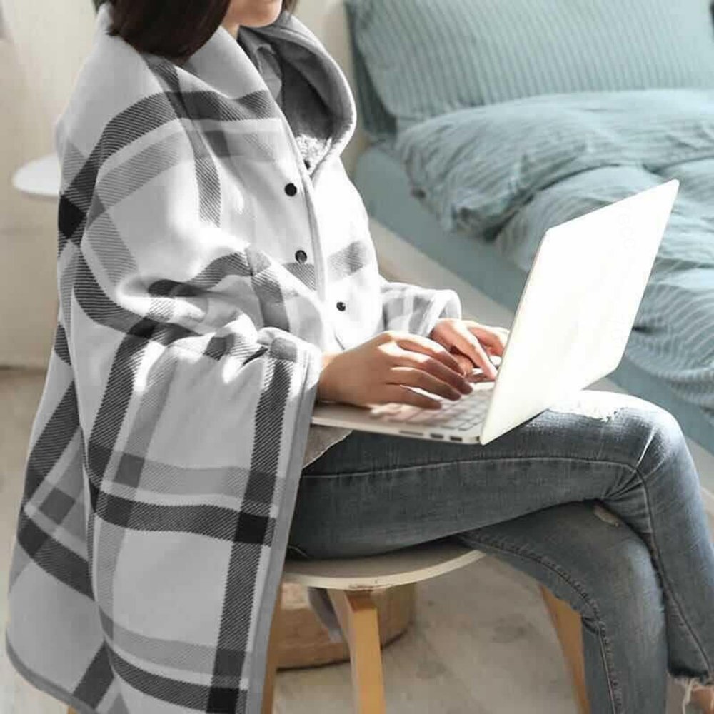 Fleece-Lined Wheelchair Blanket Cozy Adults Warm Plush Shawl Scarf with Buttons Super Soft Plush Warm Lap Blankets for Patients Elders Cold Weather