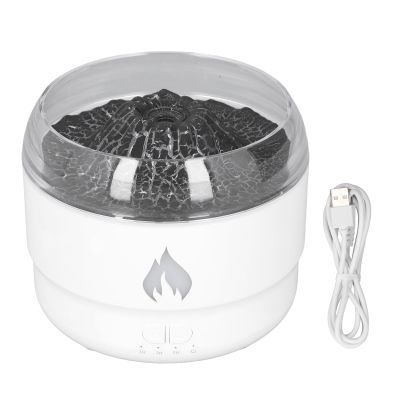 280ml Essential Oil Diffuser, 7 Color Flame and Timing Super Quiet Flame Waterless Auto Off Aromatherapy Humidifier for Bedroom and Spa(Black) (White)