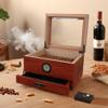 Handcrafted Spanish Cedar Glass Top Cigar Humidor Box & Cigar Humidor Reddish Brown(25-55 Cigars) and Two Humidor Solution view 3