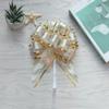 10 Pcs 16cm Large Organza Pull Bows Big Flower Bouquet Bows Florist Packaging Bows Hamper Basket String Bows Birthday Party Ribbon Bows for Decoration Golden view 3